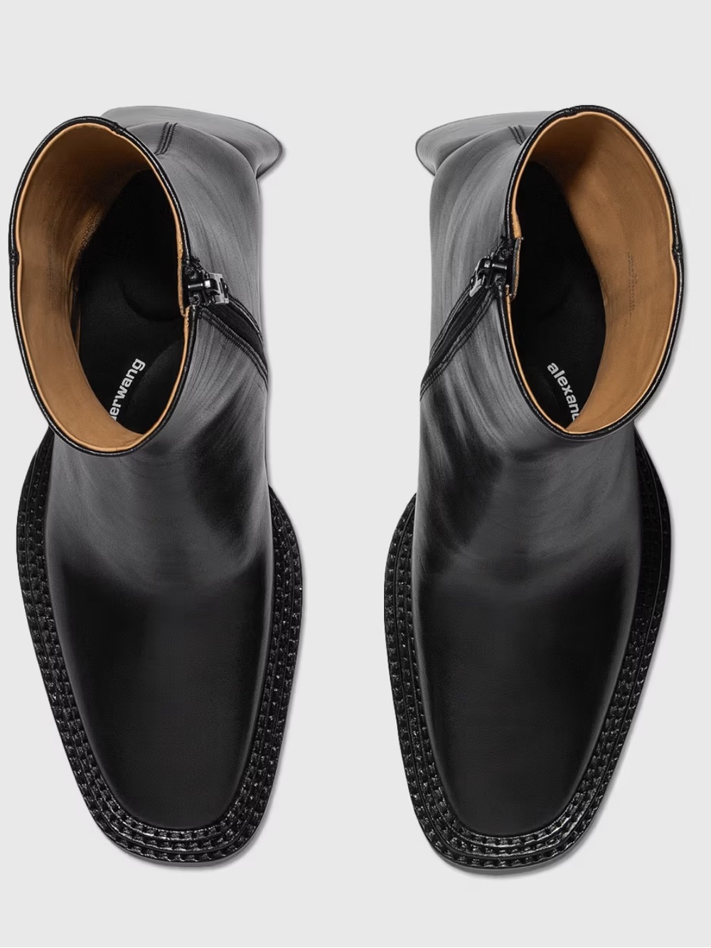 ALEXANDER WANG Women’sa Black Leather Ankle Boots - Sleek Zip Closure - Picture 7 of 17